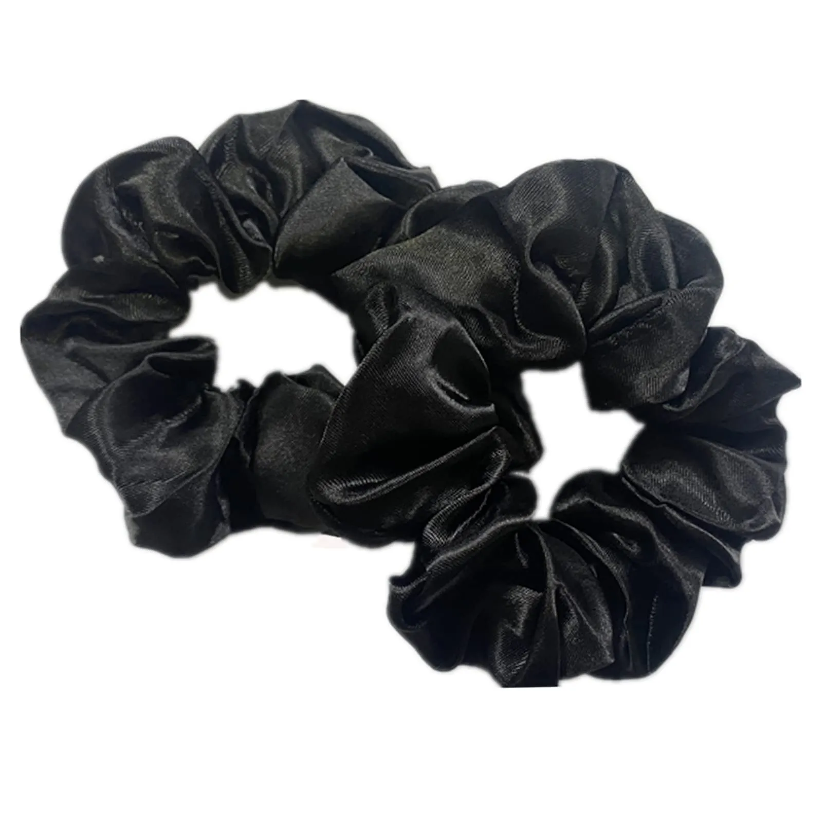 2 PCS Hair Scrunchies, Black Color Satin Silk Stretchy Solid Color Hairbands for Thick hair Curly Hair Thin Hair Sleeping Traceless Frizz Prevention Girls Women Use Black 2pcs