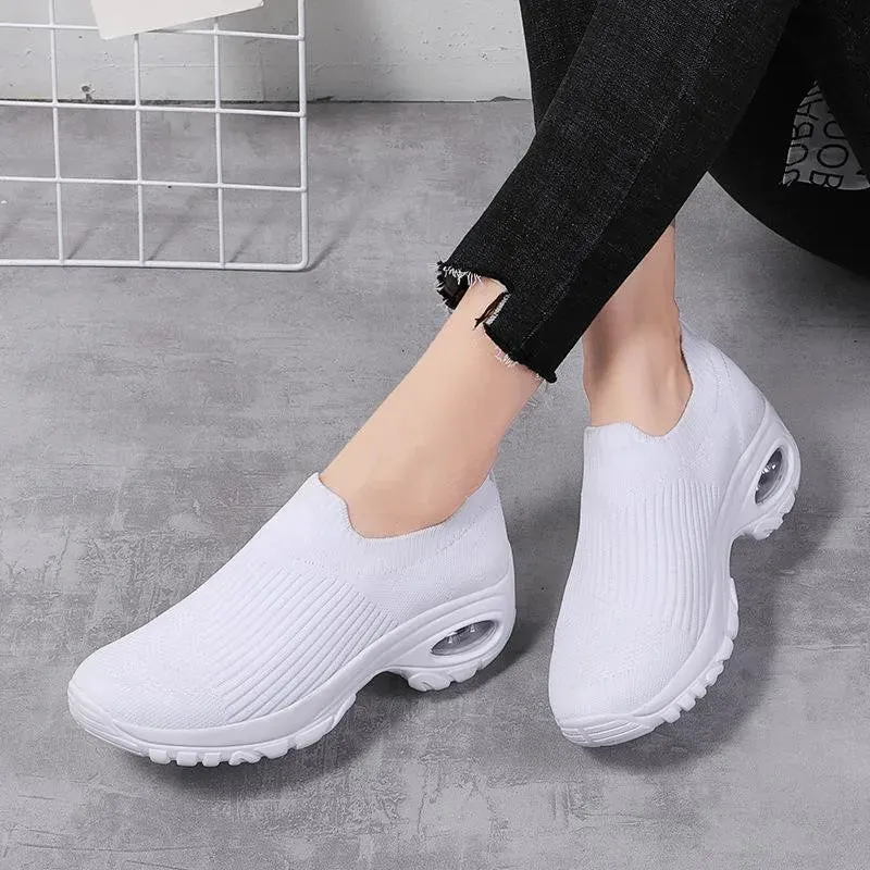 2024 summer New Women Fashion Casual Sport Shoes Wedge Platform Sneakers  Ladies Breathable  Vulcanized Shoes