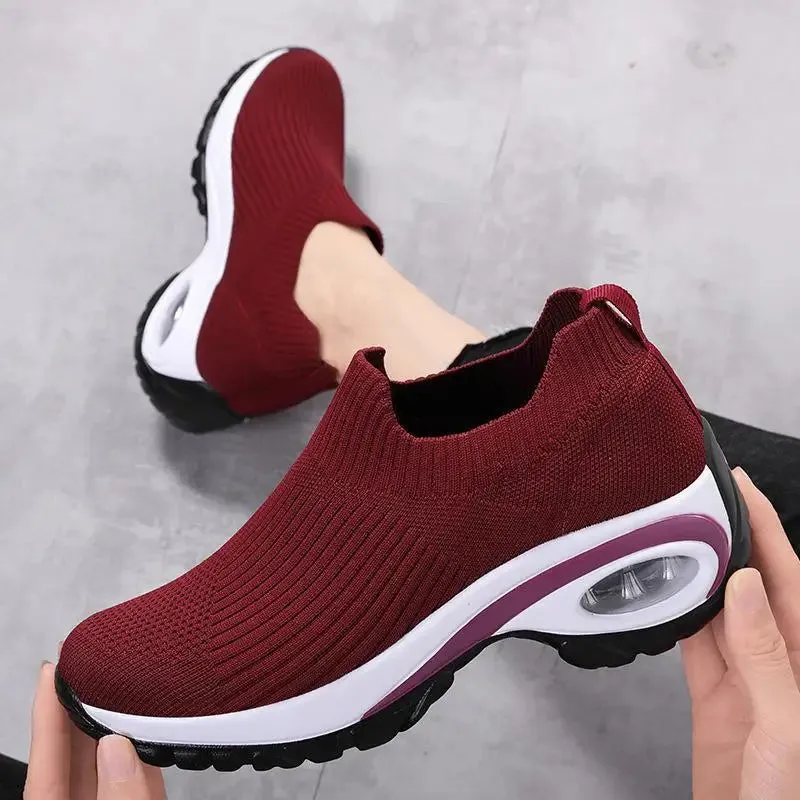 2024 summer New Women Fashion Casual Sport Shoes Wedge Platform Sneakers  Ladies Breathable  Vulcanized Shoes