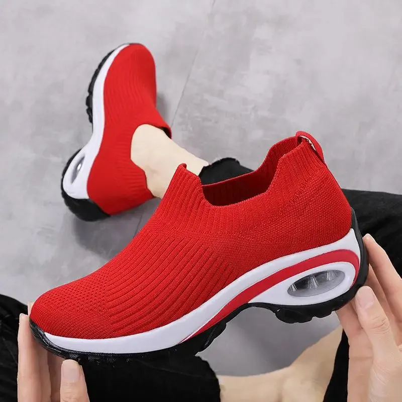 2024 summer New Women Fashion Casual Sport Shoes Wedge Platform Sneakers  Ladies Breathable  Vulcanized Shoes