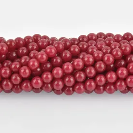 6mm Raspberry Red Round Jade Gemstone Beads, full strand, about 65 beads, gem0413