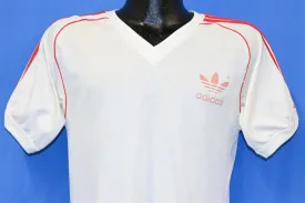 80s Adidas Jersey Trefoil Three Stripe V-neck t-shirt Medium