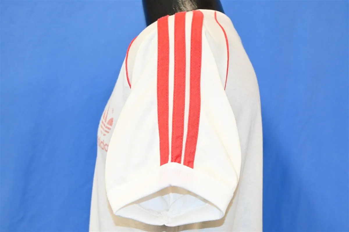 80s Adidas Jersey Trefoil Three Stripe V-neck t-shirt Medium