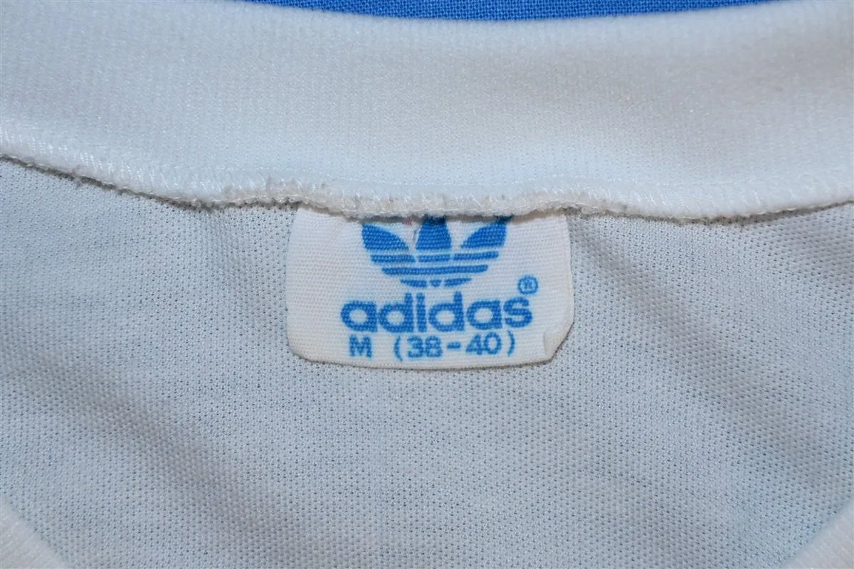 80s Adidas Jersey Trefoil Three Stripe V-neck t-shirt Medium