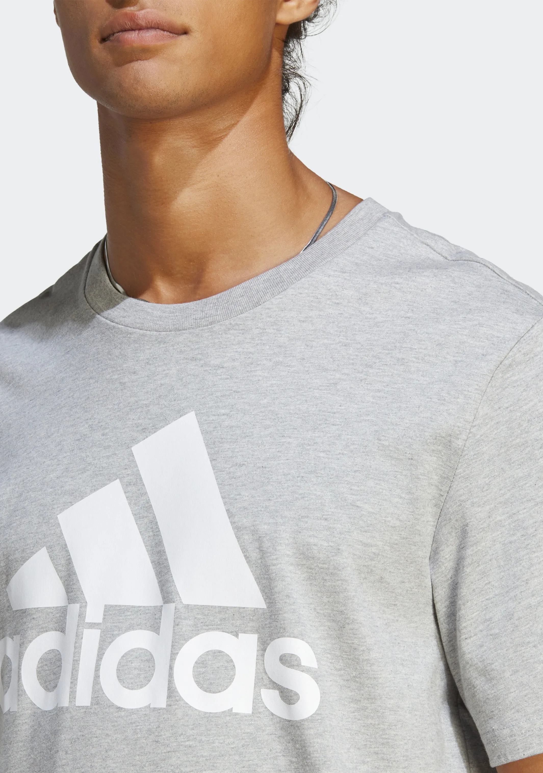 Adidas Men's Essentials Single Jersey Big Logo Tee Gray