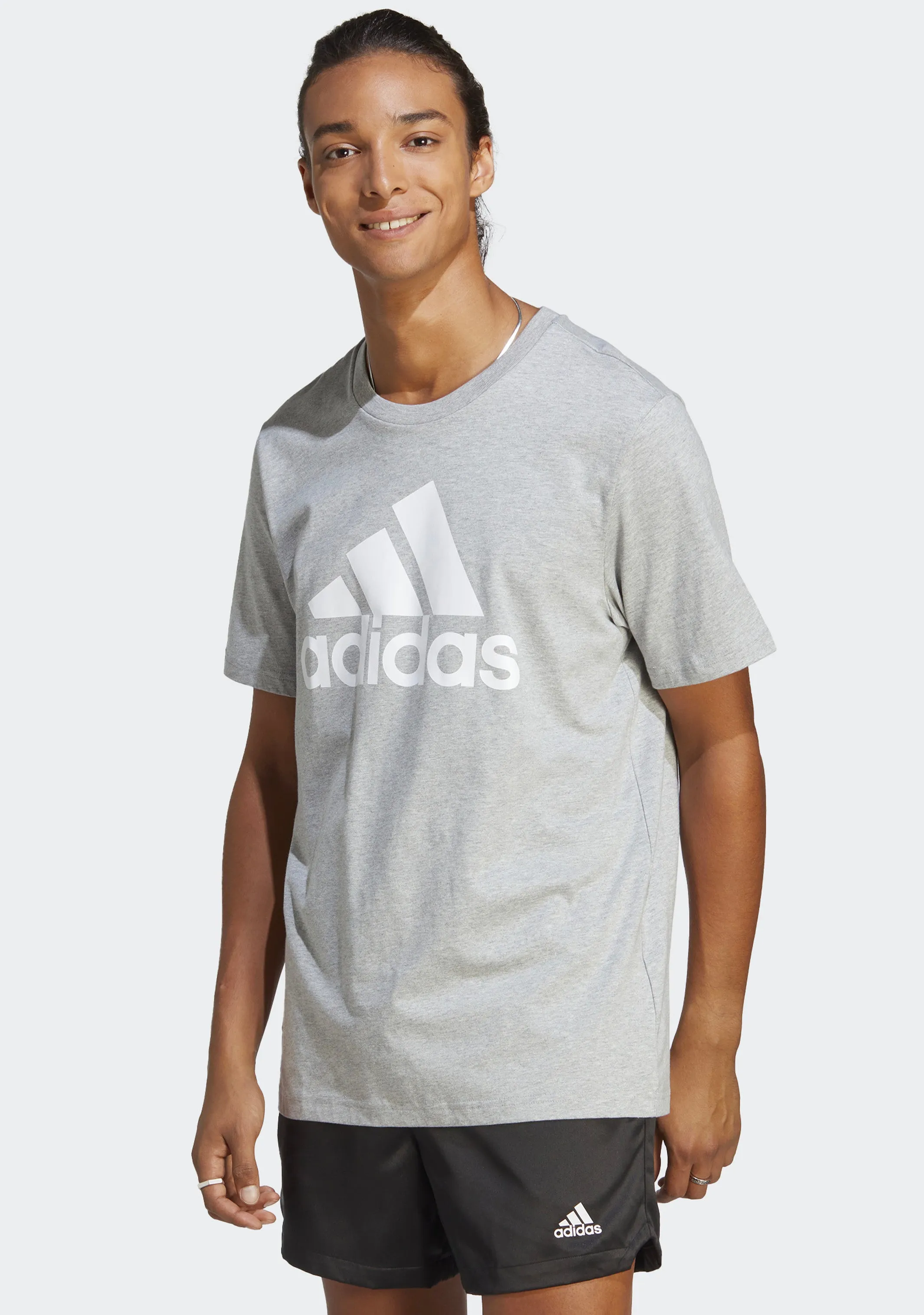 Adidas Men's Essentials Single Jersey Big Logo Tee Gray