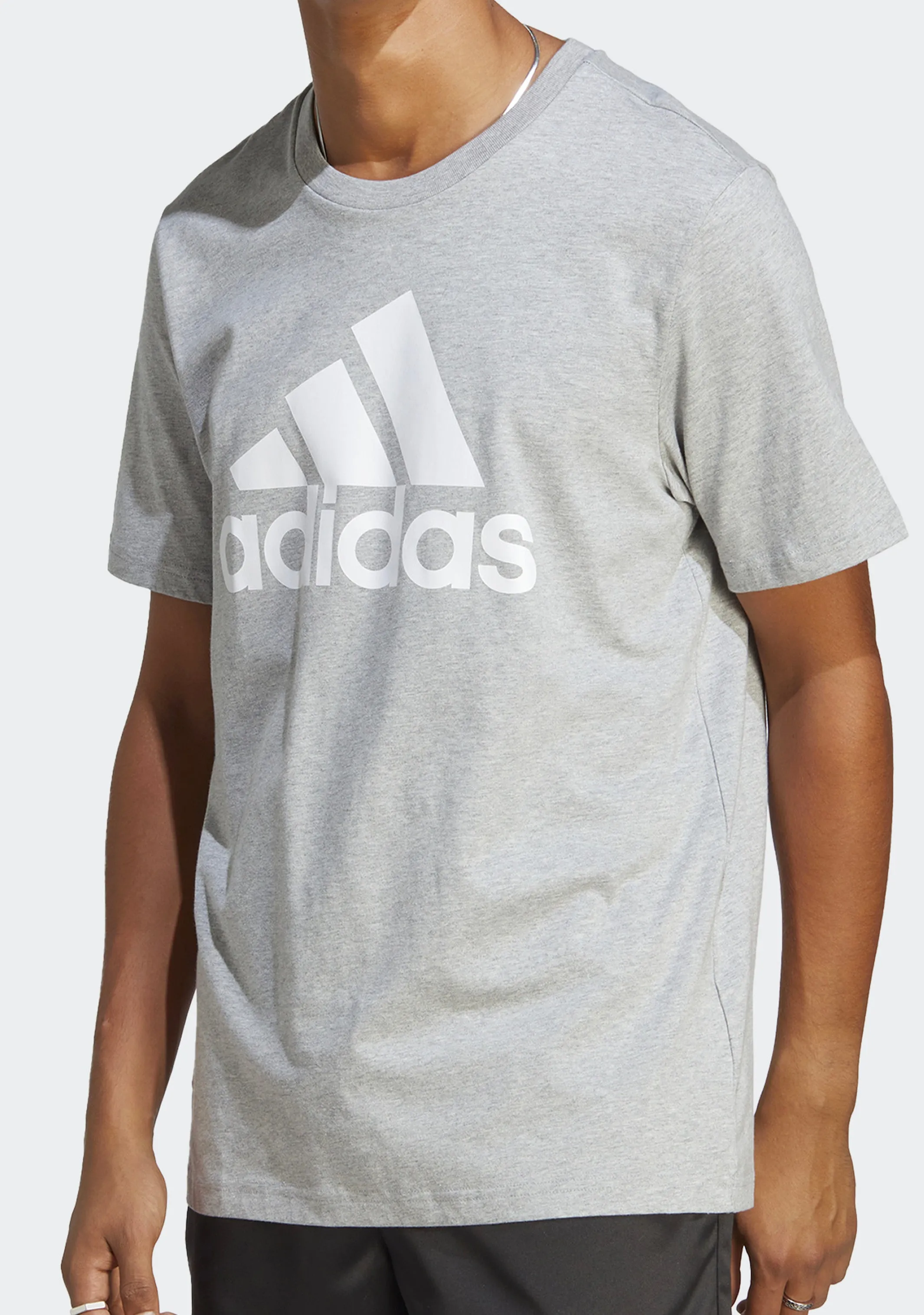 Adidas Men's Essentials Single Jersey Big Logo Tee Gray