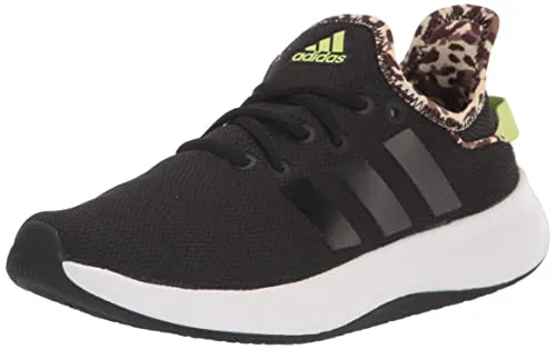 adidas Women's Cloudfoam Pure Sportswear Sneaker, Core Black/Core Black/Pulse Lime, 5