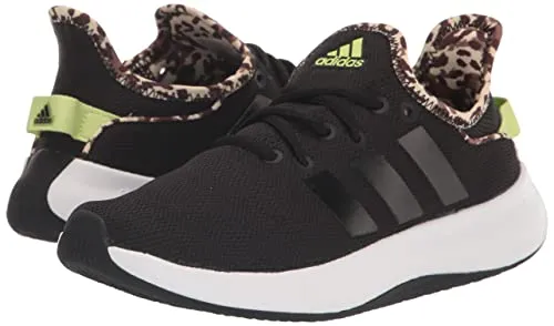 adidas Women's Cloudfoam Pure Sportswear Sneaker, Core Black/Core Black/Pulse Lime, 5