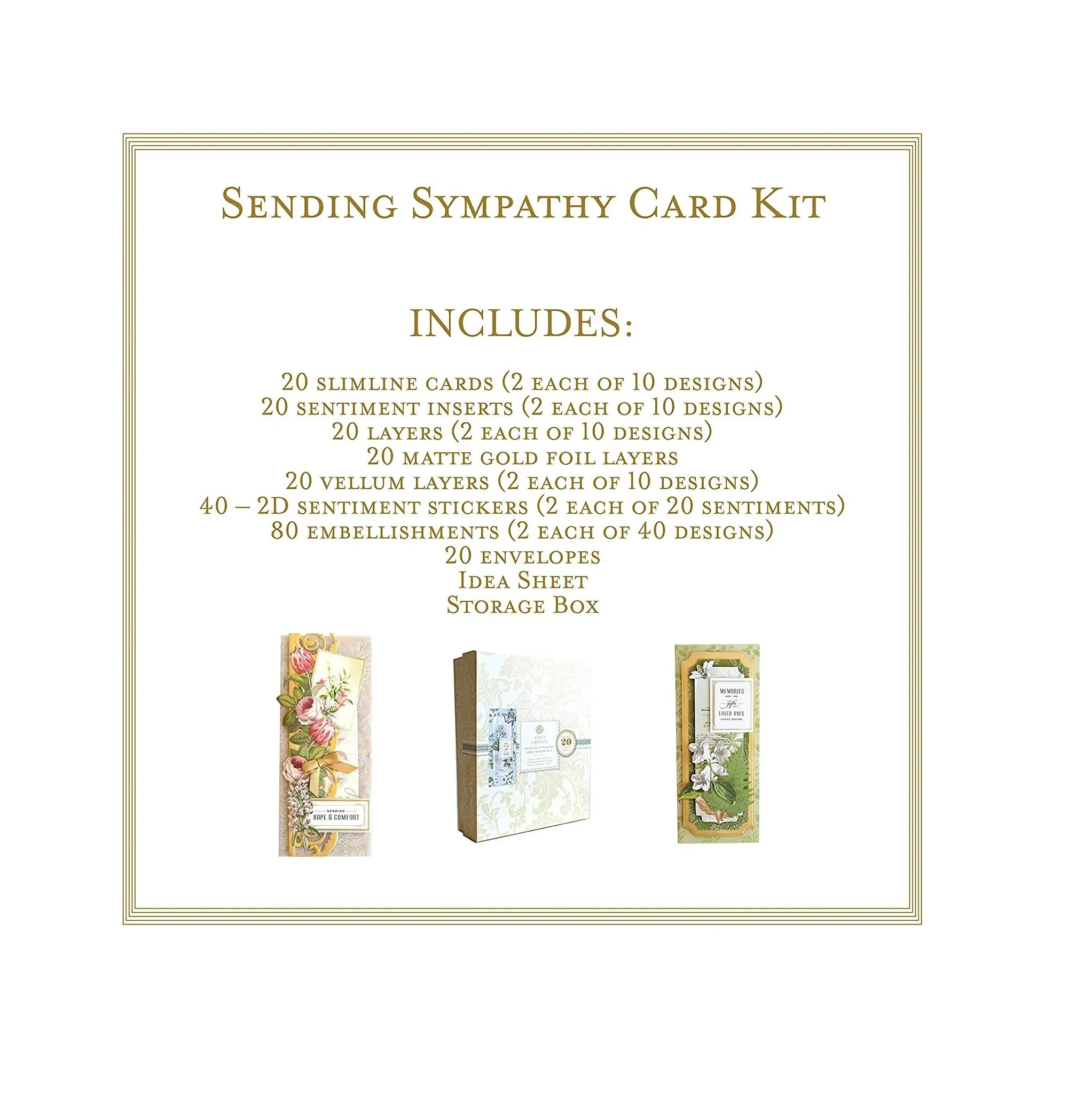 Anna Griffin Sending Sympathy Card Kit | Card Making Set for DIY Condolence Cards with Envelopes | Sentiment Stickers