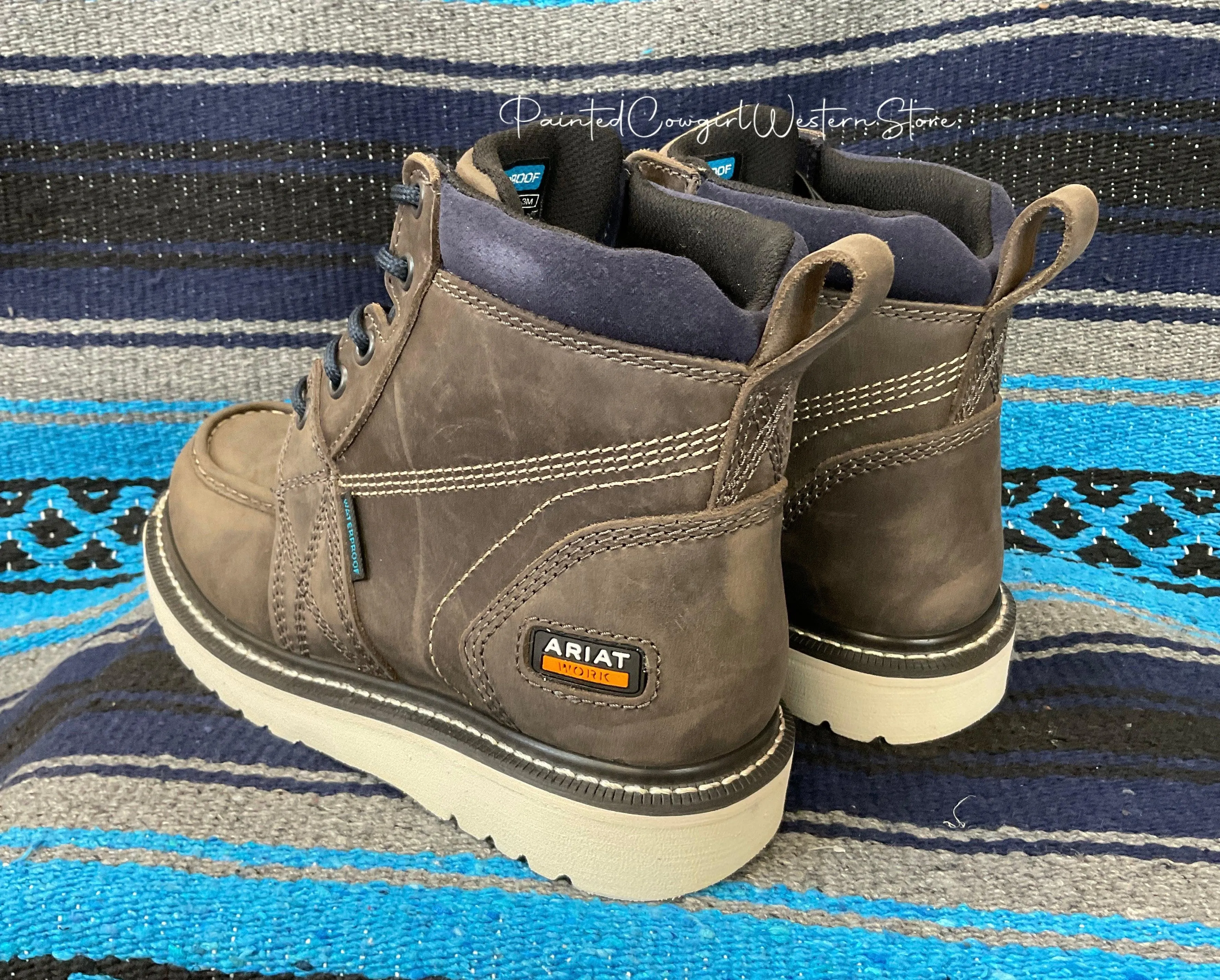 Ariat Women's Rebar Wedge Moc Toe Grey Waterproof Work Boot 10035770