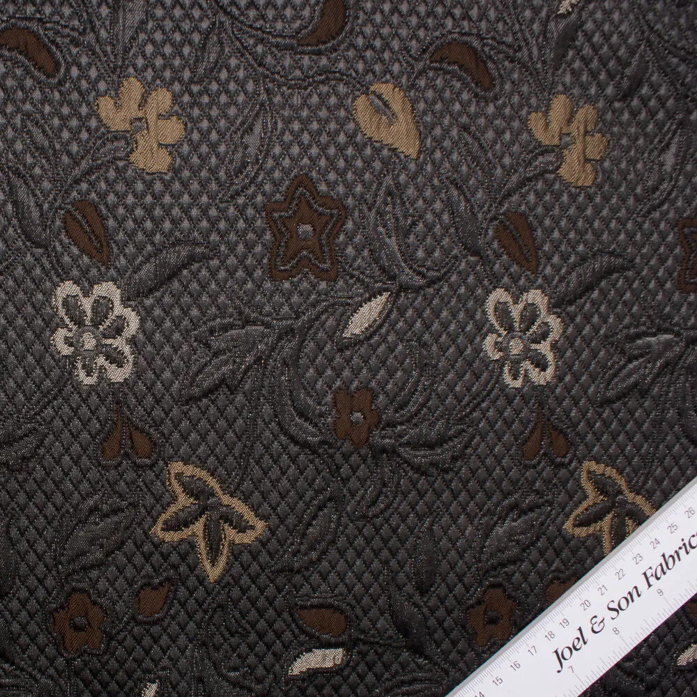 Black Metallic & Brown Brocade