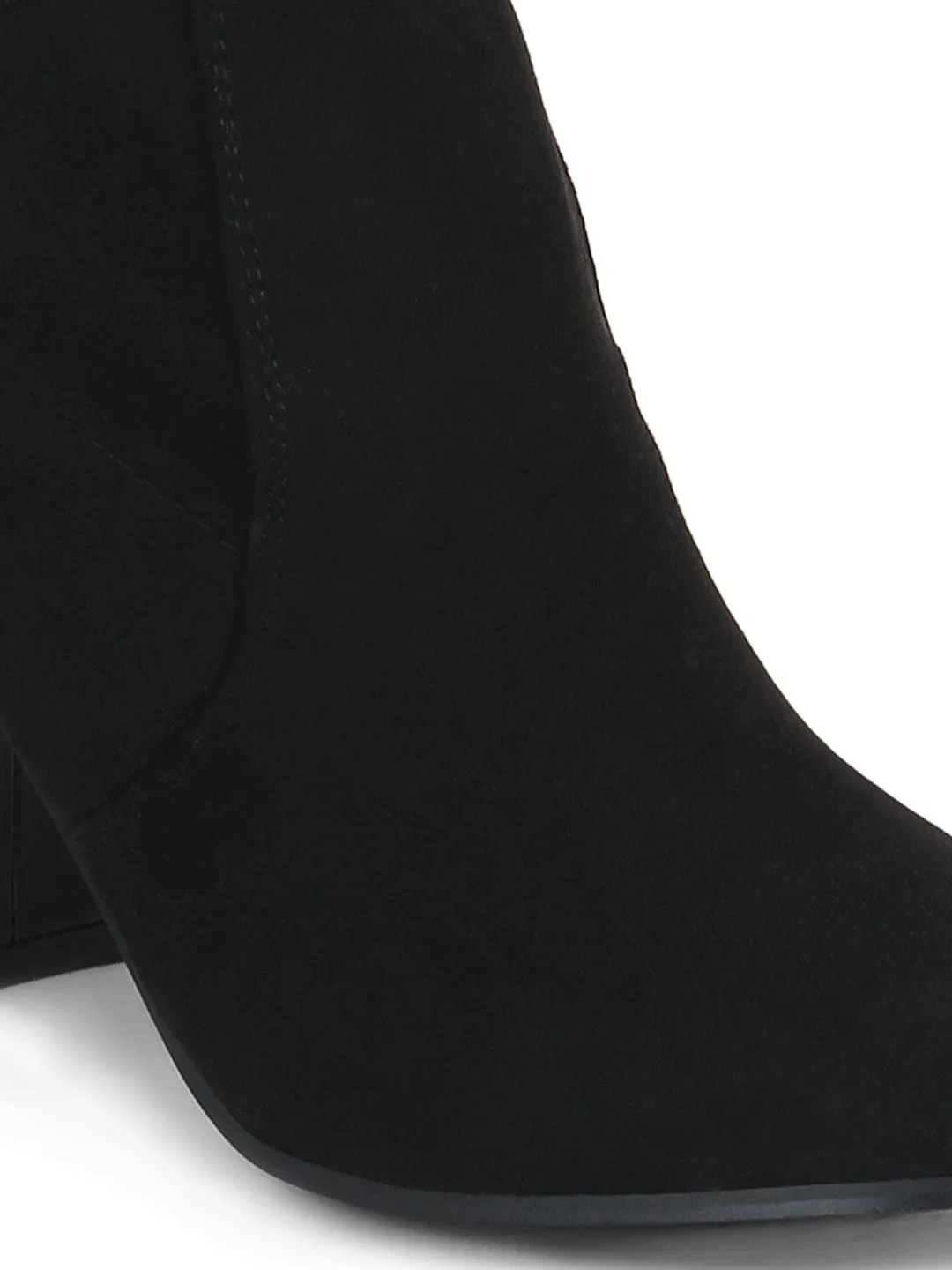 Black Micro Block Heel Ankle Boots