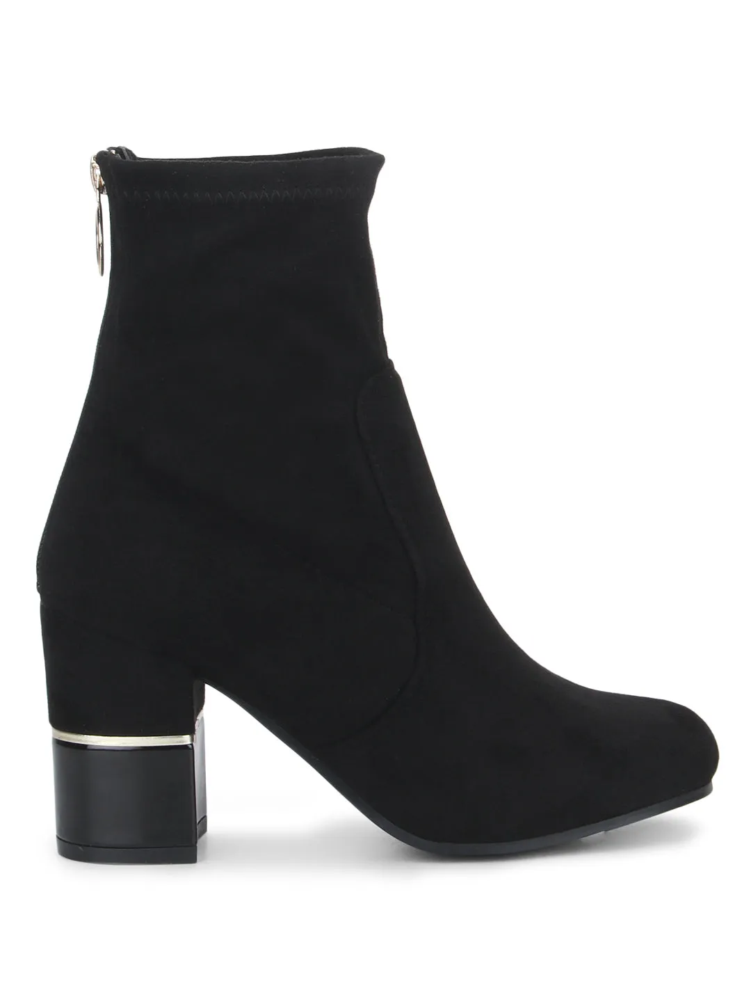 Black Micro Block Heel Ankle Boots