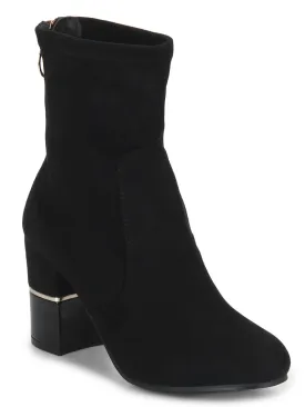 Black Micro Block Heel Ankle Boots