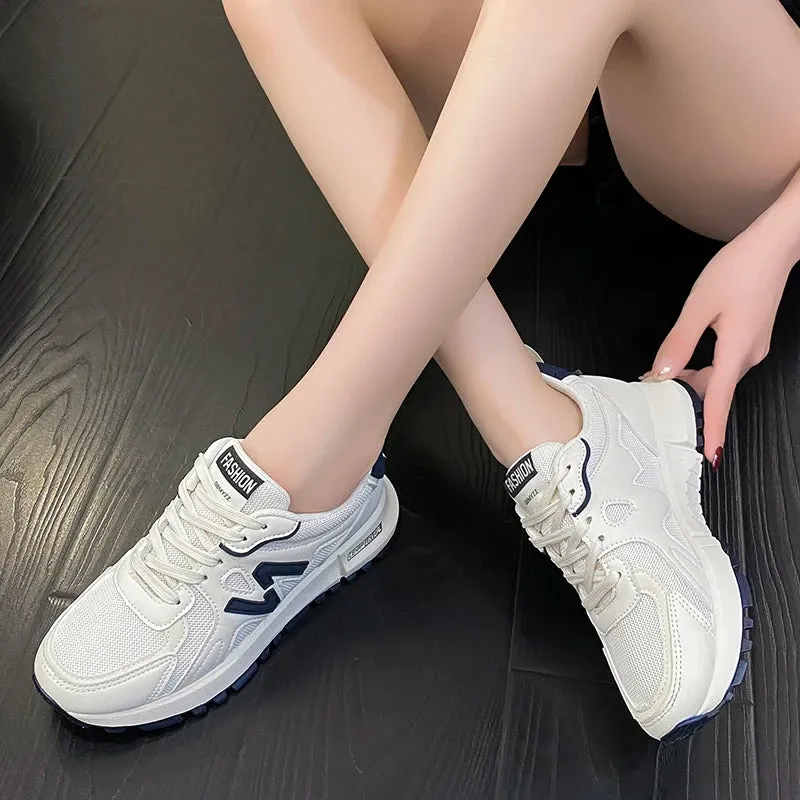 Breathable Mesh Tennis Shoes for Women Casual Sneakers Thick Bottom Chunky Footwear Spring Autumn Platform Sneakers Sports Shoes