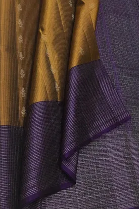 Brown Kanjeevaram Handloom Silk Saree