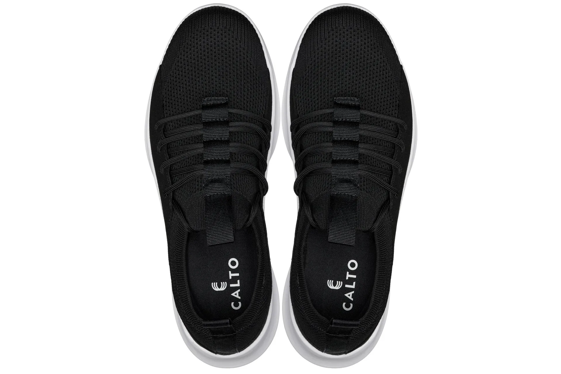 CALTO - Q132 - 2.4 Inches Taller (Black/White Sole) - Ultra Lightweight Sneakers