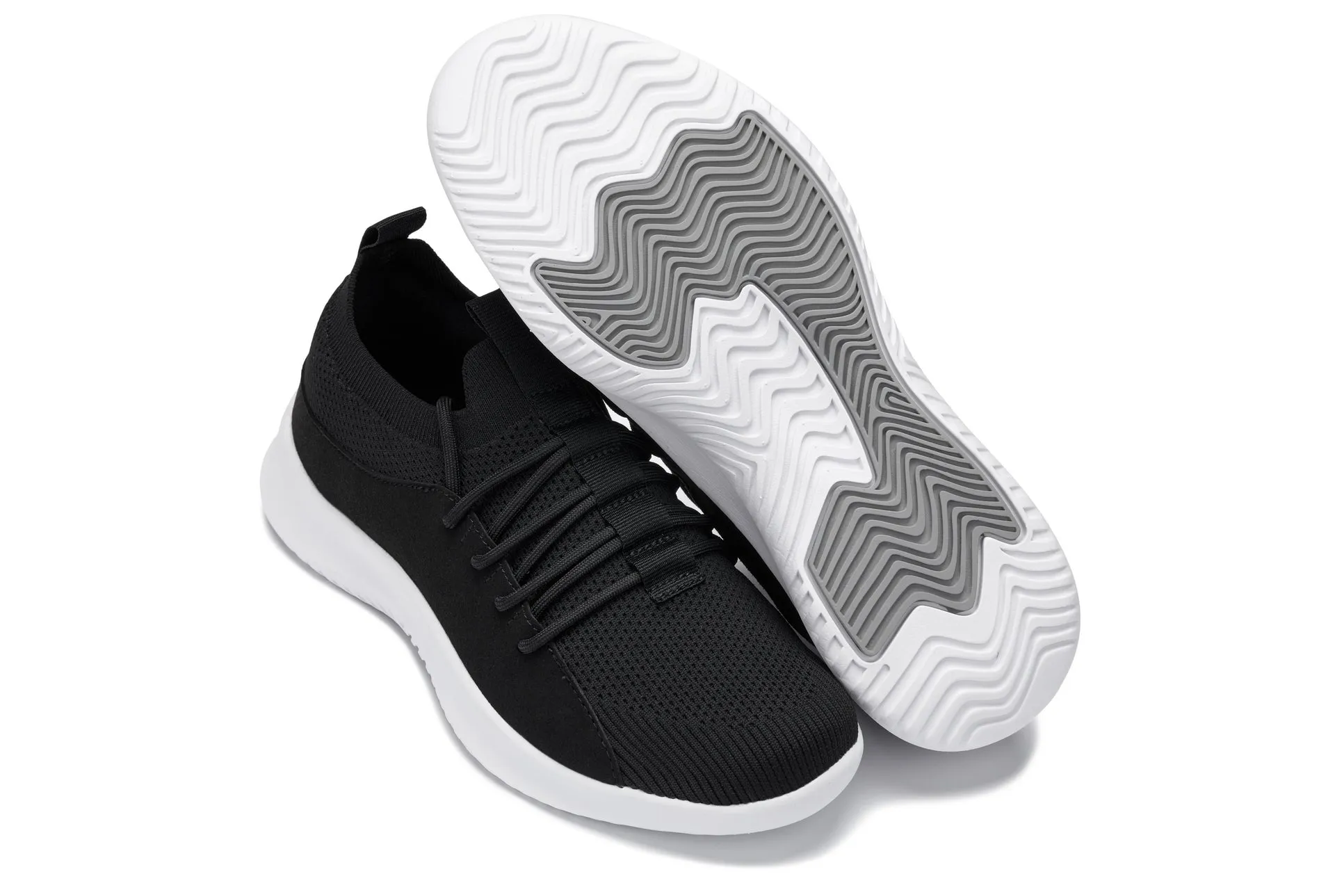 CALTO - Q132 - 2.4 Inches Taller (Black/White Sole) - Ultra Lightweight Sneakers