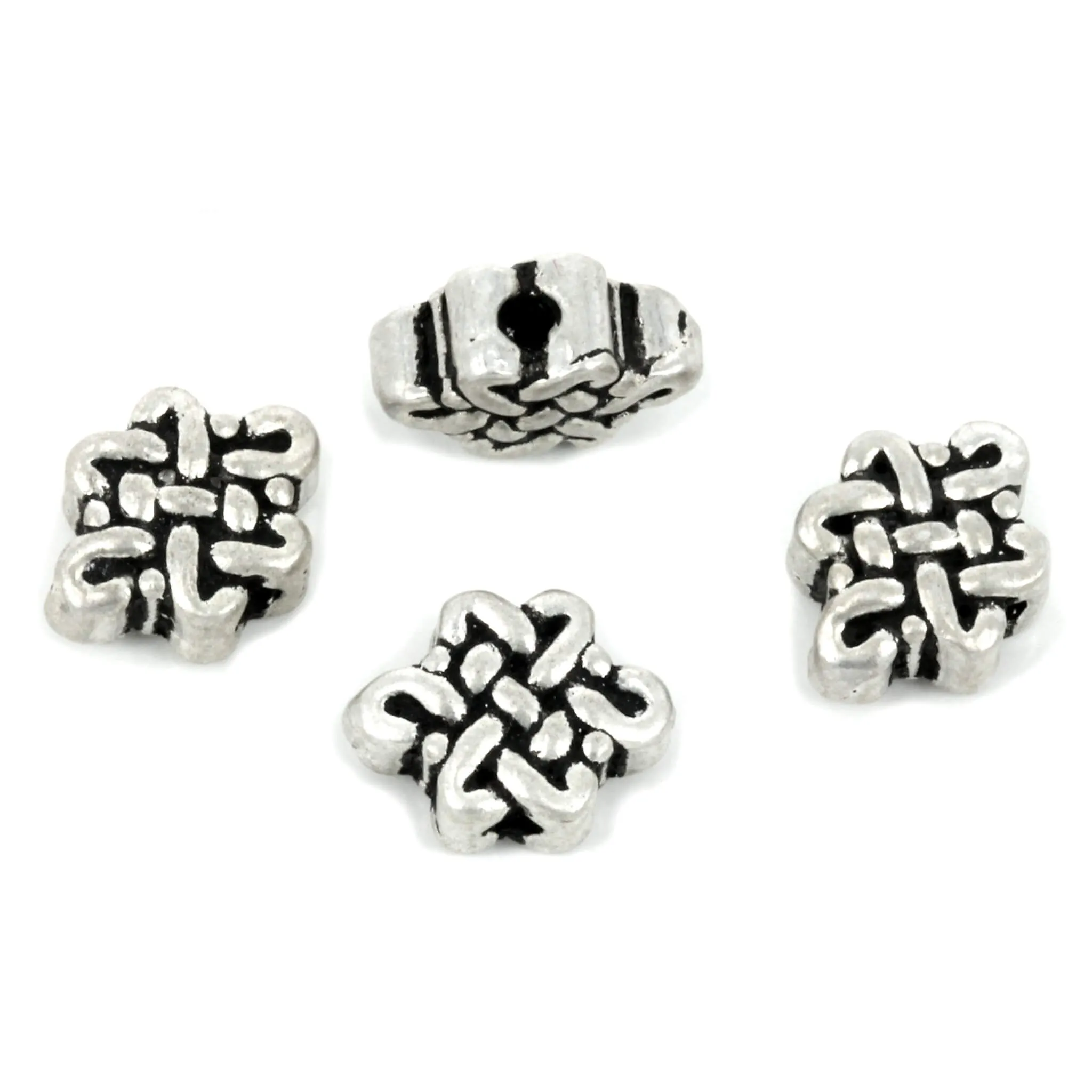 Chinese Knot Bead in Sterling Silver 10x8mm