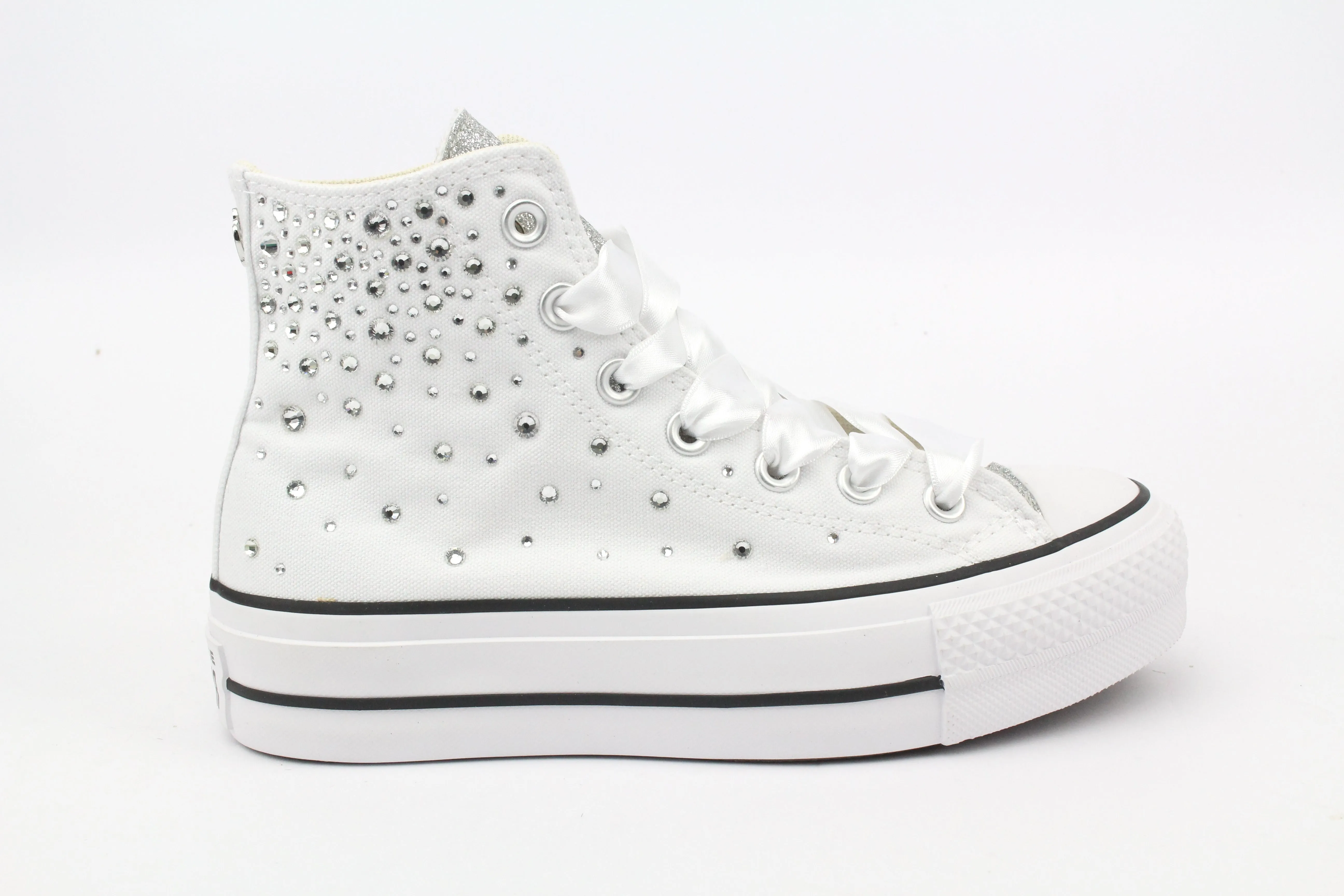 Converse All Star Platform White Strass Termo Cristal & Glitter