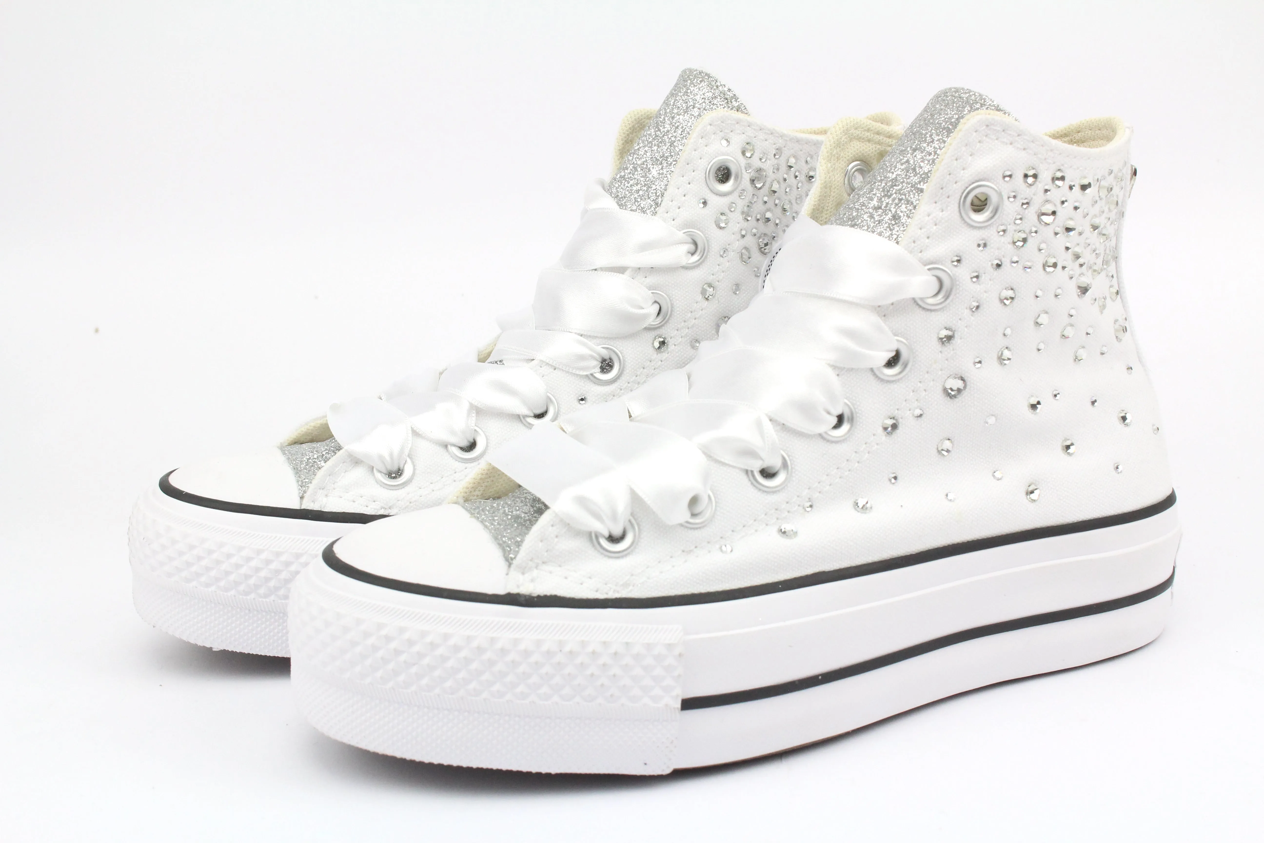 Converse All Star Platform White Strass Termo Cristal & Glitter