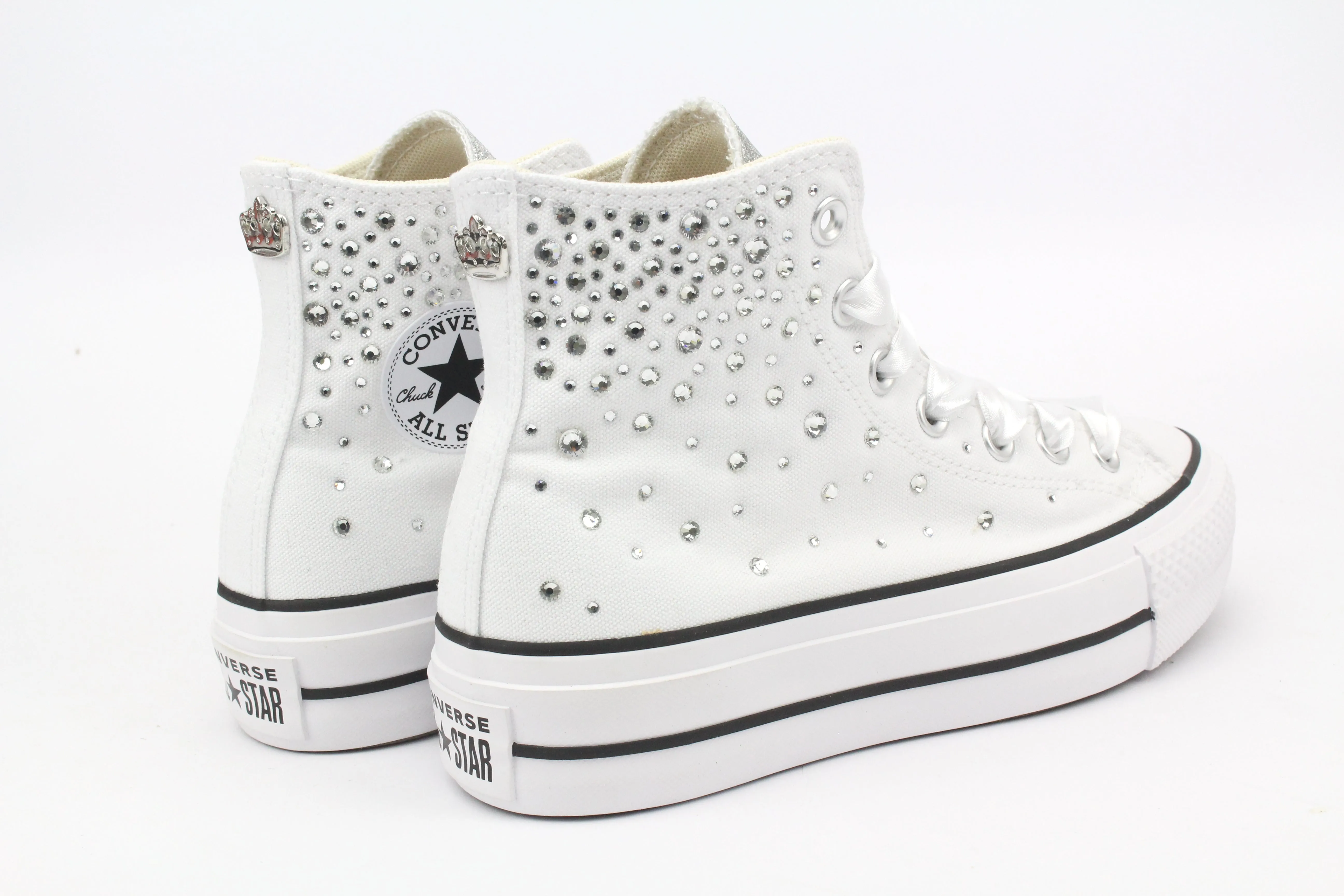 Converse All Star Platform White Strass Termo Cristal & Glitter