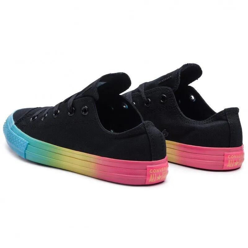 Converse Ctas Ox 664199C Men's Black/Racer Pink/Gnarly Blue Shoes Size 13 HS1258