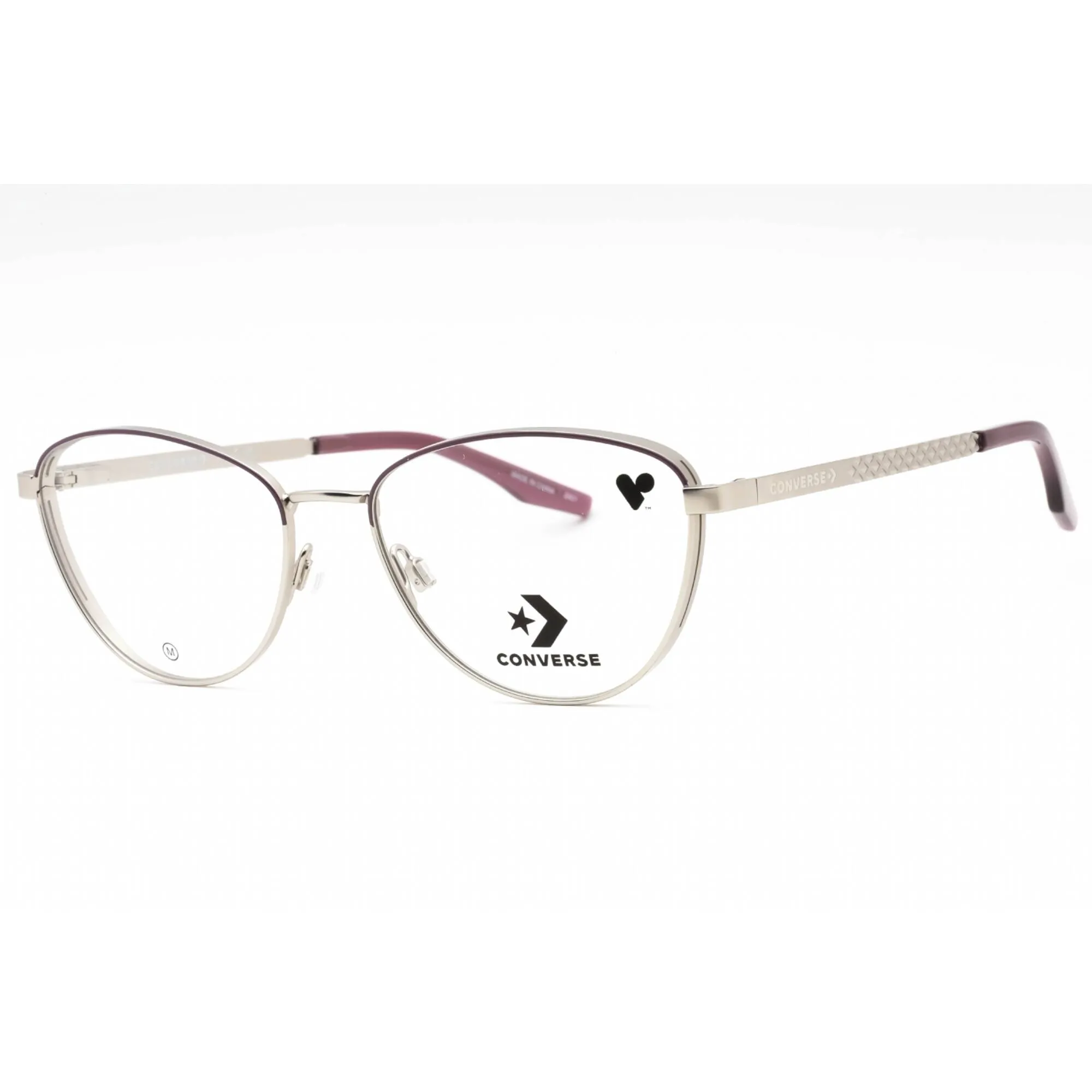 Converse Women's Eyeglasses - Satin Silver/Dahlia Metal Cat Eye Frame | CV1014 045