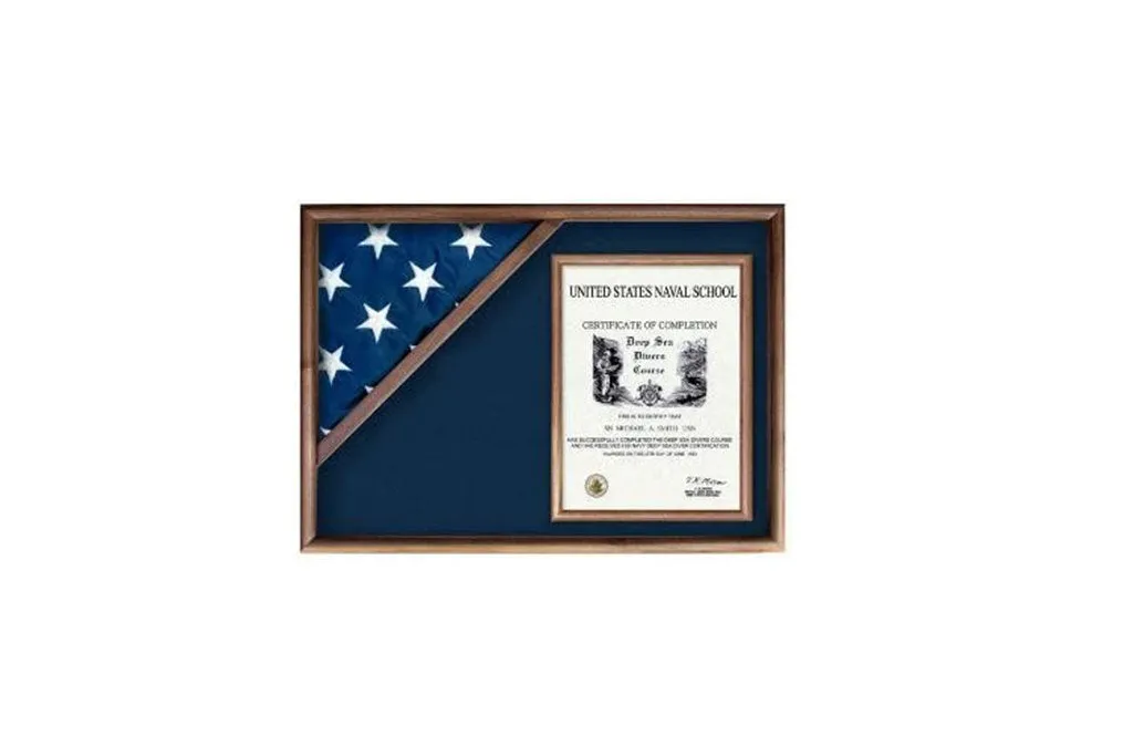 Corner Flag Case for 3' x 5' Flag, Display flag box - Walnut