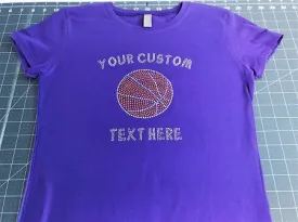 Custom Text Basketball Spangle Or Rhinestone Design