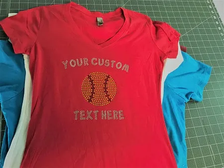 Custom Text Softball Spangle Or Rhinestone Design