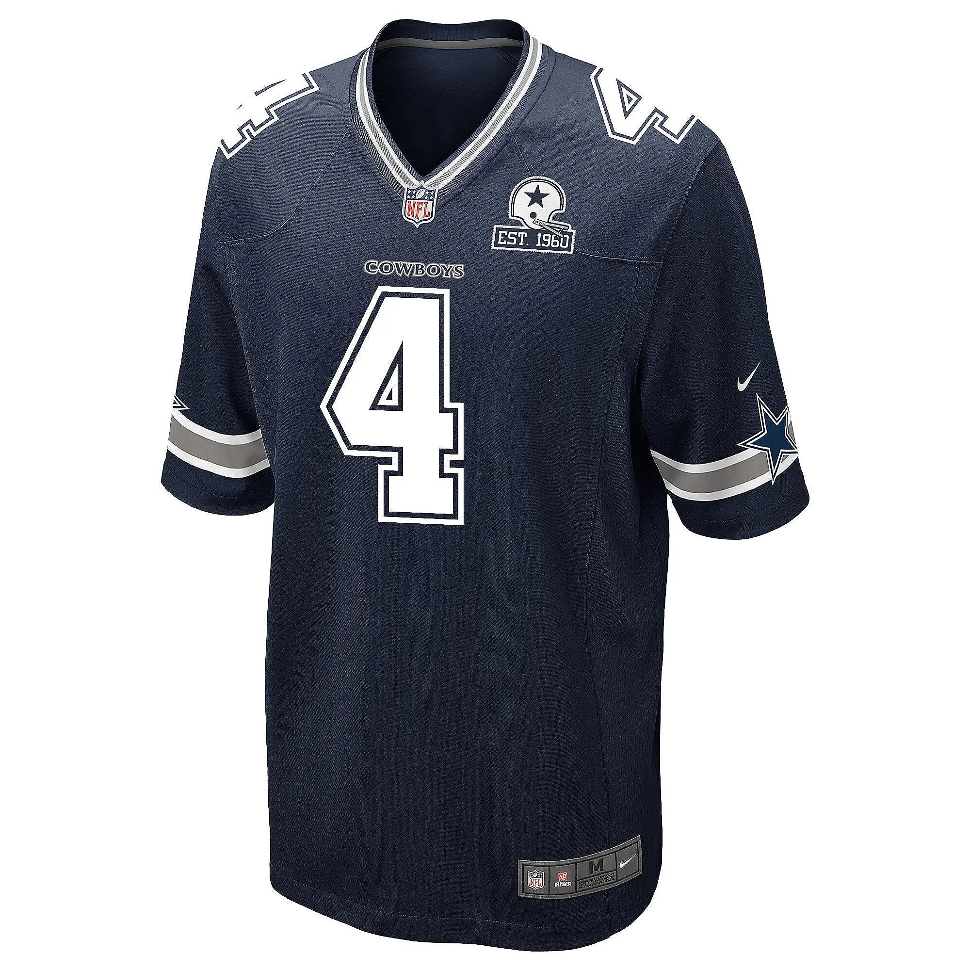 Dallas Cowboys - 60th Anniversary Dak Prescott #4 Nike Navy Game Replica Jersey