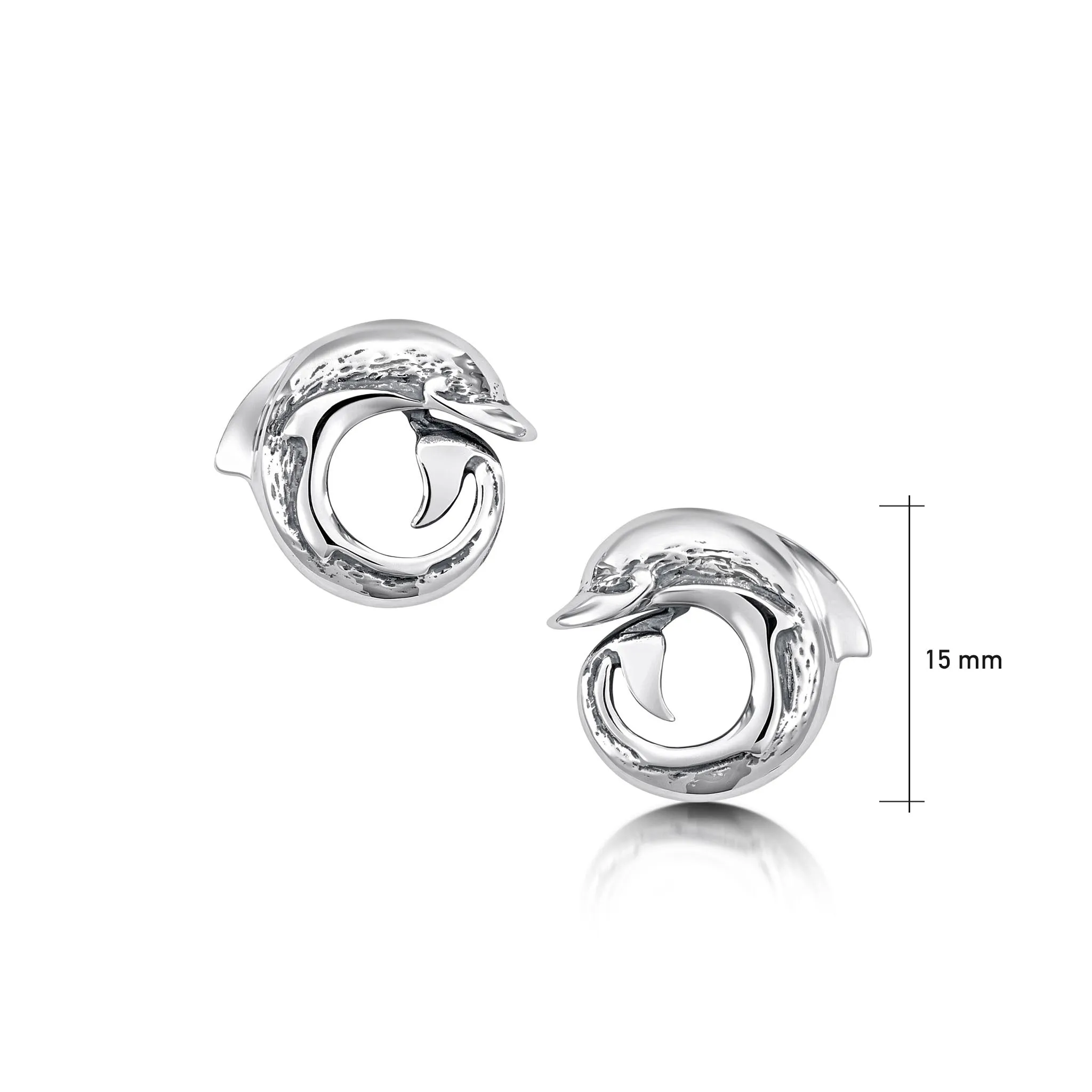 Dolphin Curl Stud Earrings in Sterling Silver