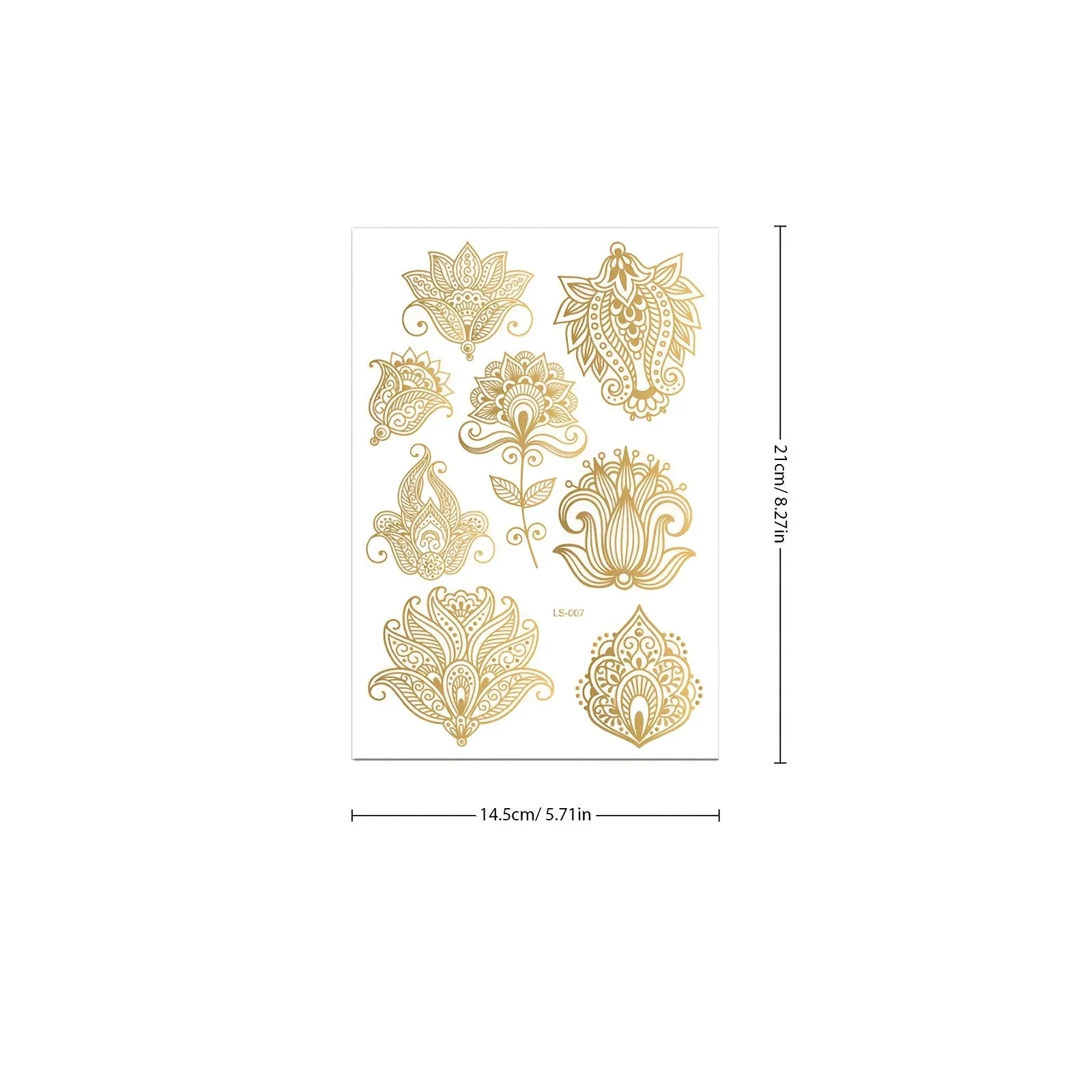 Elegant Golden Temporary Tattoos - Intricate Floral & Paisley Designs - 10pcs