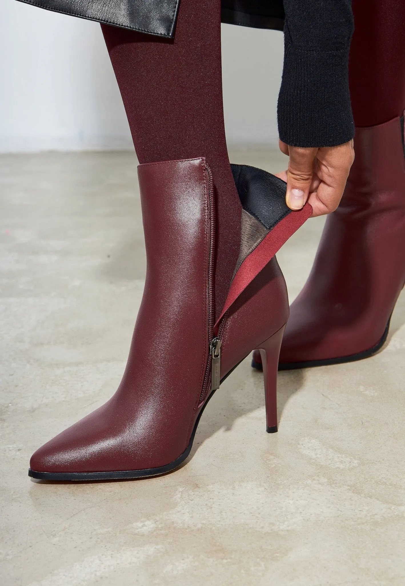 Elevated Leather Heeled Boots - Bordeaux