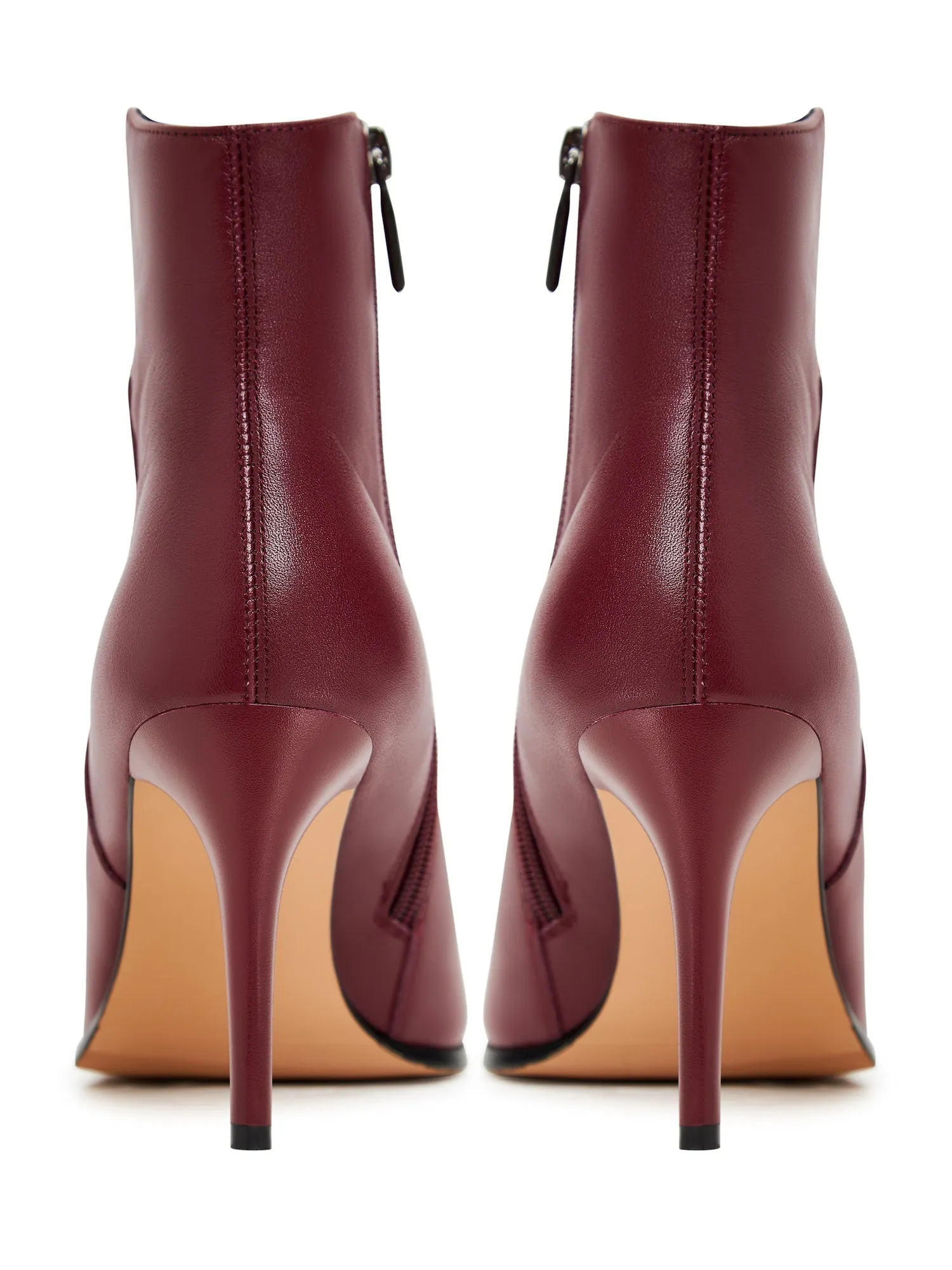 Elevated Leather Heeled Boots - Bordeaux