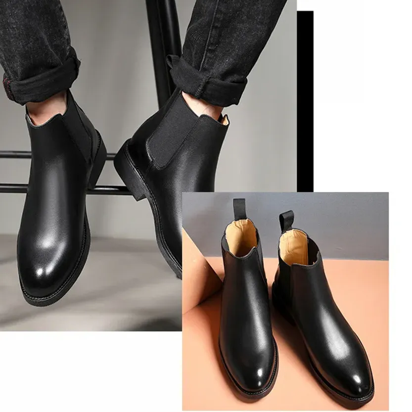 Funki Buys | Boots | Men's Genuine Leather Chelsea Boots