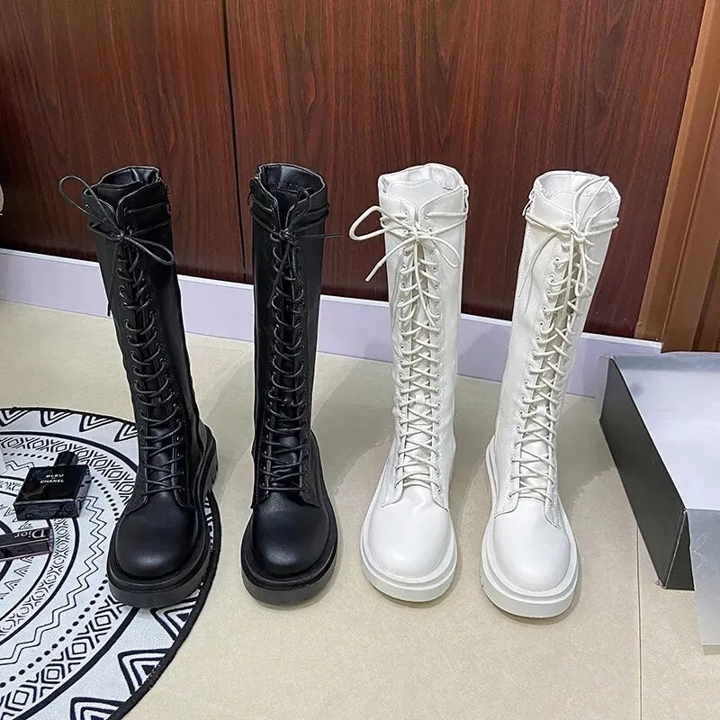 Funki Buys | Boots | Women's Gothic Lace Up High Top Boots