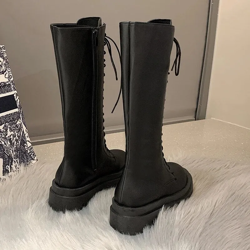 Funki Buys | Boots | Women's Gothic Lace Up High Top Boots