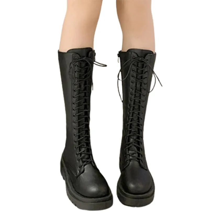 Funki Buys | Boots | Women's Gothic Lace Up High Top Boots