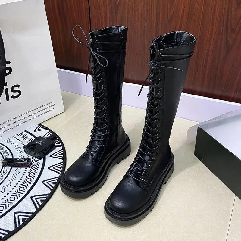 Funki Buys | Boots | Women's Gothic Lace Up High Top Boots