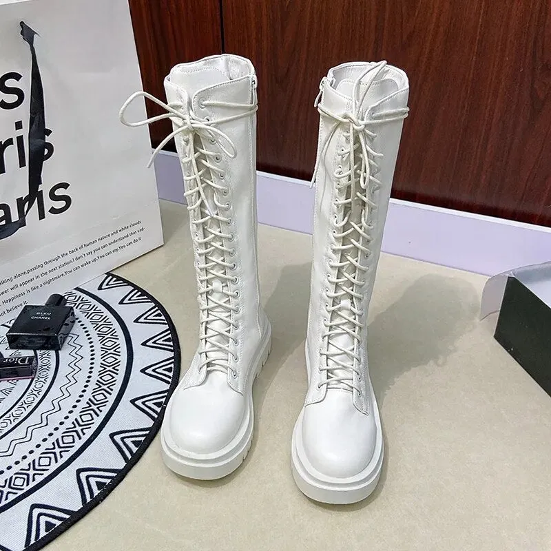 Funki Buys | Boots | Women's Gothic Lace Up High Top Boots