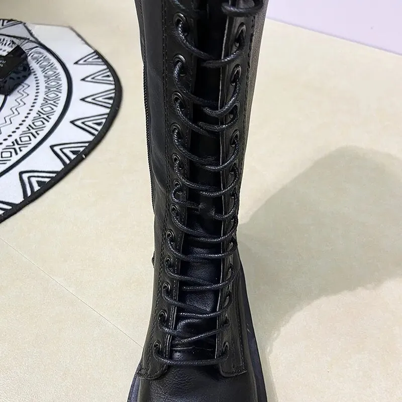 Funki Buys | Boots | Women's Gothic Lace Up High Top Boots