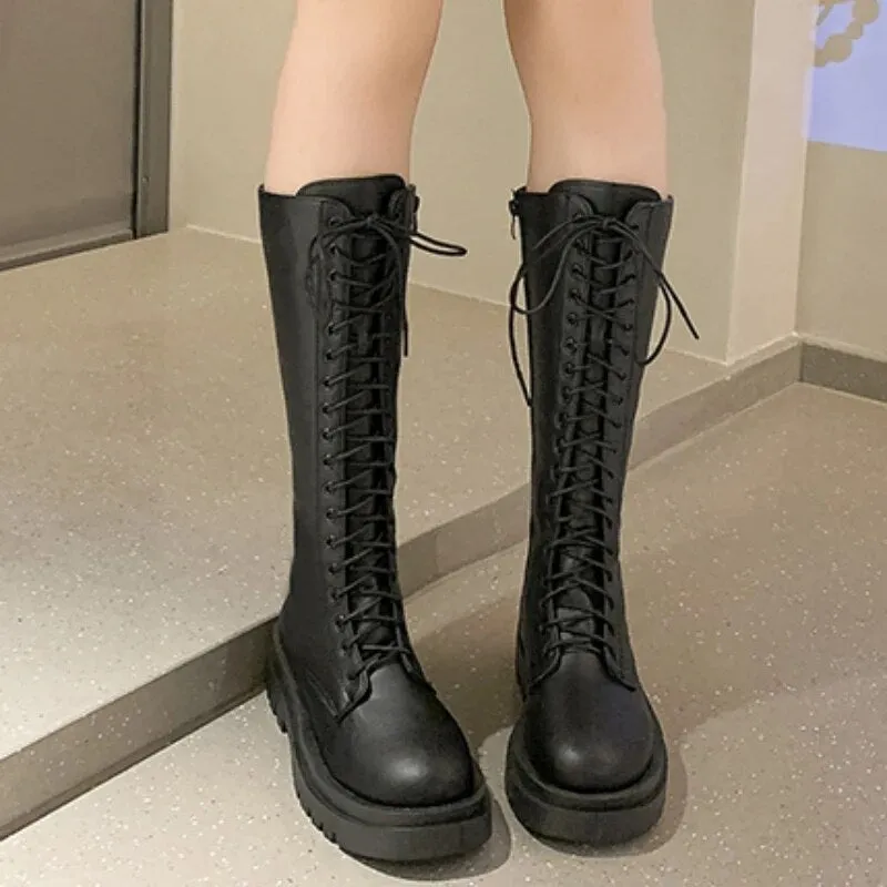 Funki Buys | Boots | Women's Gothic Lace Up High Top Boots