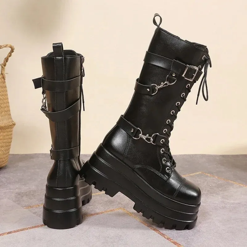 Funki Buys | Boots | Women's Gothic Punk Retro Biker Boots