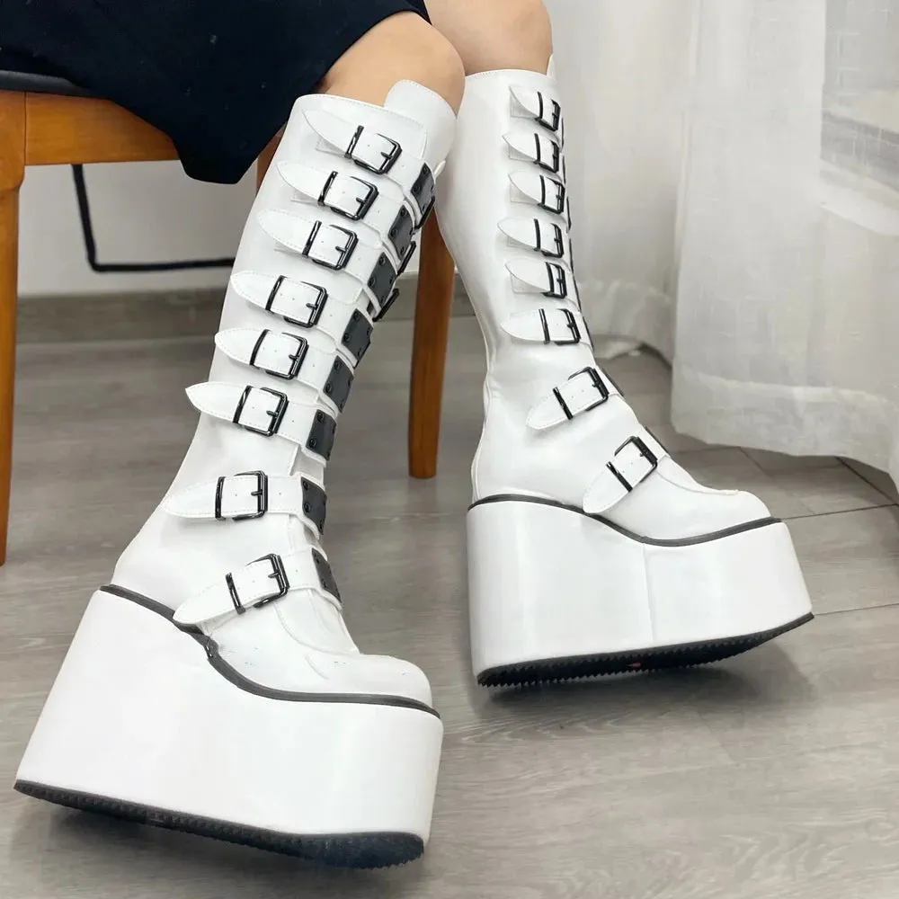 Funki Buys | Boots | Women's Metal Buckle Platform Y2K Wedge