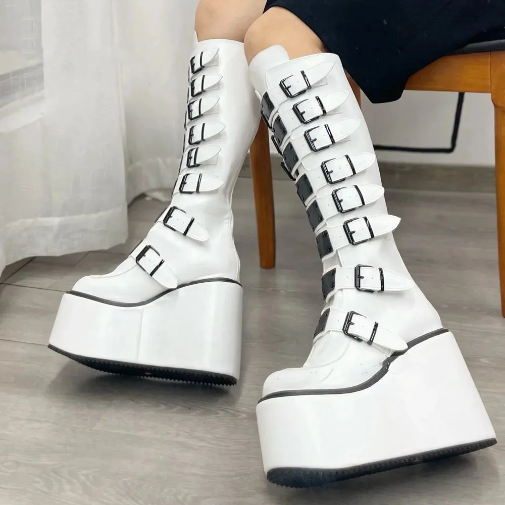 Funki Buys | Boots | Women's Metal Buckle Platform Y2K Wedge