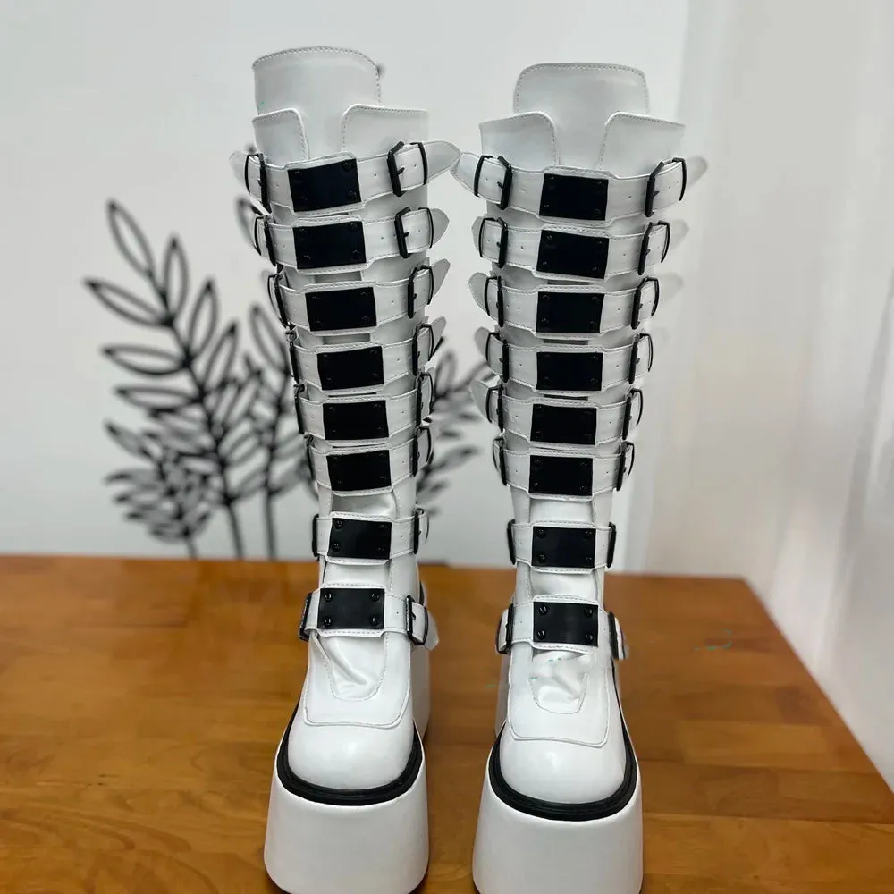 Funki Buys | Boots | Women's Metal Buckle Platform Y2K Wedge