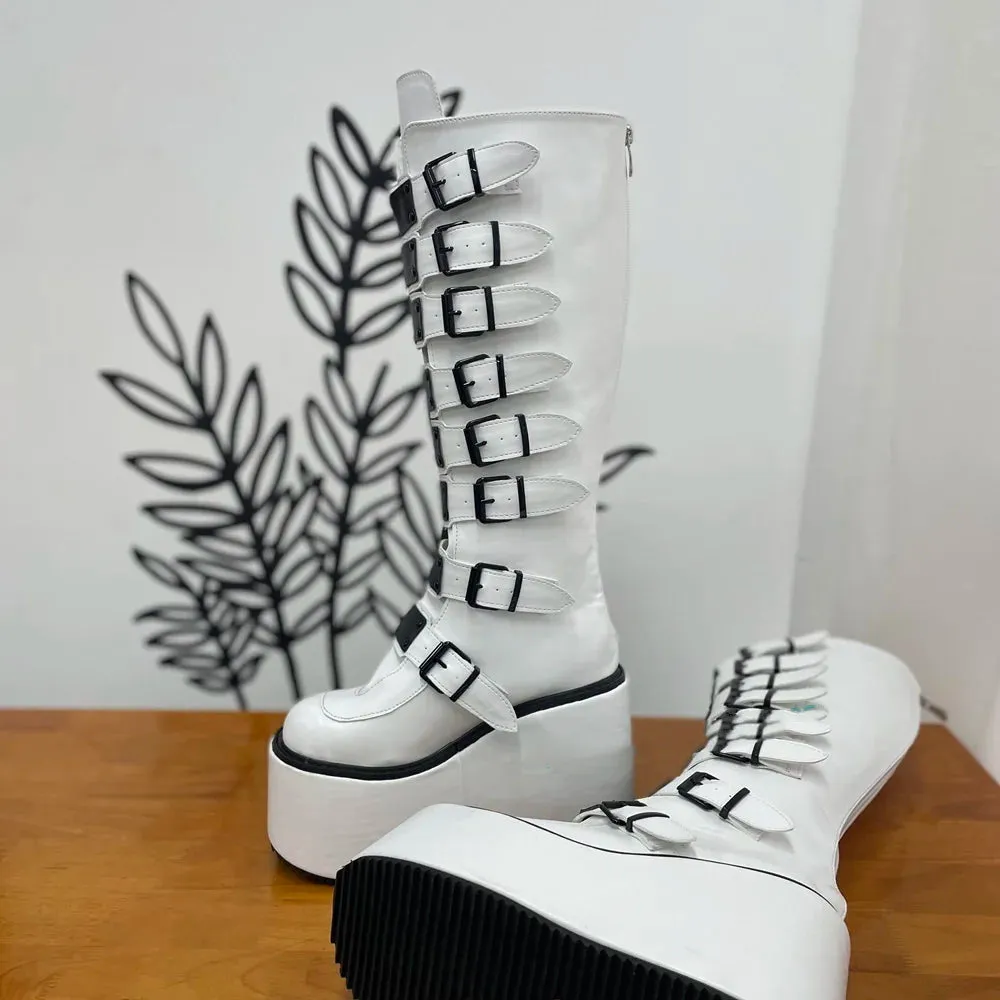 Funki Buys | Boots | Women's Metal Buckle Platform Y2K Wedge